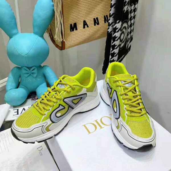 Dior Men B30 Sneaker Yellow Mesh and White Technical Fabric (3)