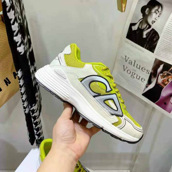 Dior Men B30 Sneaker Yellow Mesh and White Technical Fabric (5)