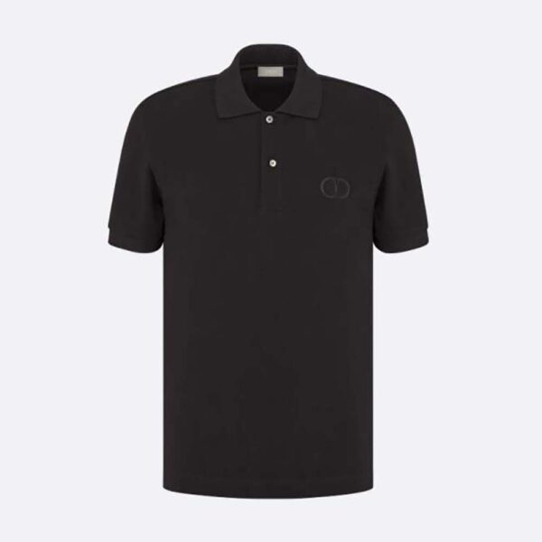 Dior Men CD Icon Polo Shirt Black Cotton Pique (1)