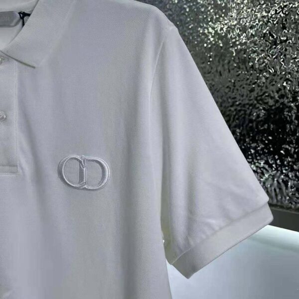 Dior Men CD Icon Polo Shirt White Cotton Pique (5)
