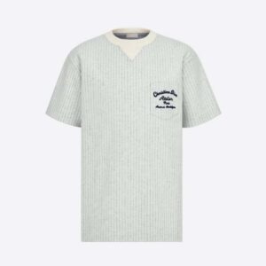 Dior Men Christian Dior Atelier T-shirt Relaxed Fit Ecru Wool and Cotton Jersey