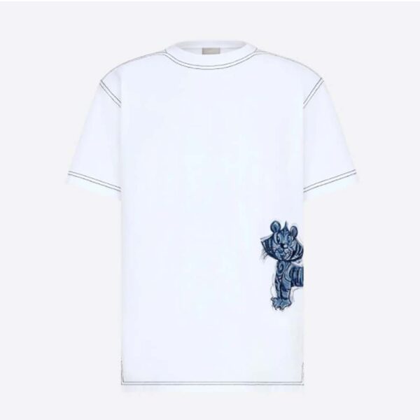 Dior Men Dior and Kenny Scharf T-shirt Relaxed Fit White Cotton Jersey (1)