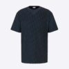 Dior Men Oblique T-shirt Relaxed Fit Navy Blue Terry Cotton Jacquard