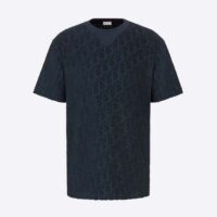 Dior Men Oblique T-shirt Relaxed Fit Navy Blue Terry Cotton Jacquard (1)