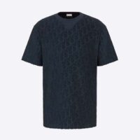 Dior Men Oblique T-shirt Relaxed Fit Navy Blue Terry Cotton Jacquard (1)