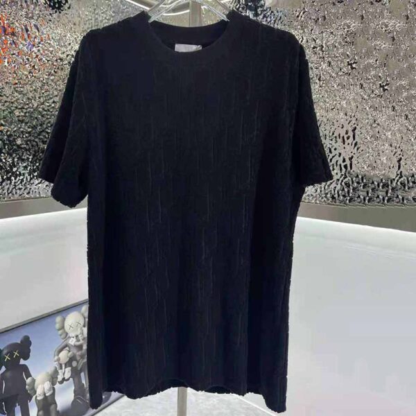 Dior Men Oblique T-shirt Relaxed Fit Navy Blue Terry Cotton Jacquard (2)