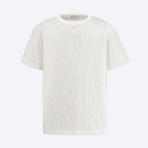 Dior Men Oblique T-shirt Relaxed Fit Off-White Terry Cotton Jacquard