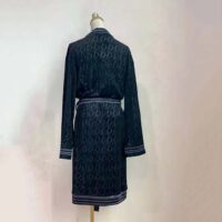 Dior Men Unisize Oblique Bathrobe In Terry Cotton Jacquard-Black (1)