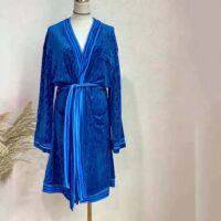 Dior Men Unisize Oblique Bathrobe In Terry Cotton Jacquard-Blue (1)