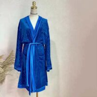 Dior Men Unisize Oblique Bathrobe In Terry Cotton Jacquard-Blue (1)