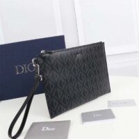 Dior Unisex A5 Pouch Black CD Diamond Canvas Smooth Calfskin (7)