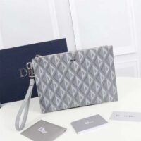 Dior Unisex A5 Pouch Gray CD Diamond Canvas Smooth Calfskin (3)