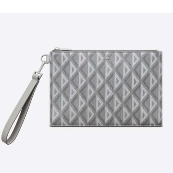 Dior Unisex A5 Pouch Gray CD Diamond Canvas Smooth Calfskin (3)