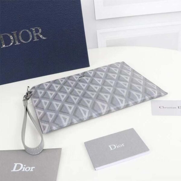Dior Unisex A5 Pouch Gray CD Diamond Canvas Smooth Calfskin (8)