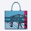 Dior Unisex CD Large Book Tote Blue Pink D-Jungle Pop Embroidery
