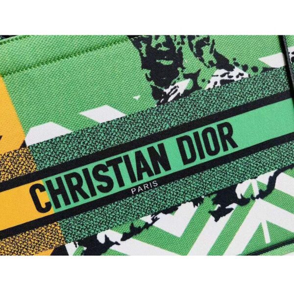 Dior Unisex CD Medium Book Tote Green Orange D-Jungle Pop Embroidery (8)