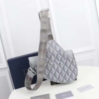 Dior Unisex CD Mini Saddle Bag Gray CD Diamond Canvas Smooth Calfskin (2)