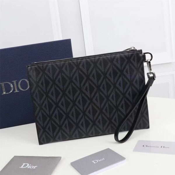 Dior Unisex CD Pouch Black CD Diamond Canvas DIOR Signature (1)