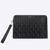 Dior Unisex CD Pouch Black CD Diamond Canvas DIOR Signature (4)