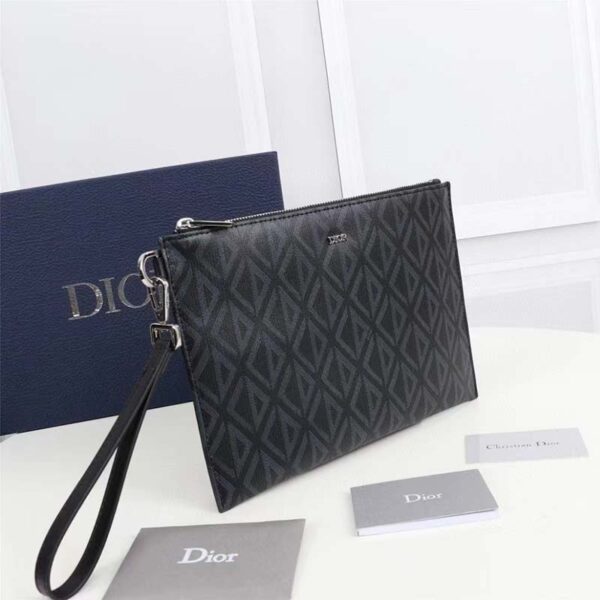 Dior Unisex CD Pouch Black CD Diamond Canvas DIOR Signature (5)