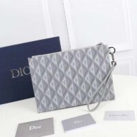 Dior Unisex CD Pouch Gray CD Diamond Canvas DIOR Signature (7)