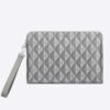 Dior Unisex CD Pouch Gray CD Diamond Canvas DIOR Signature