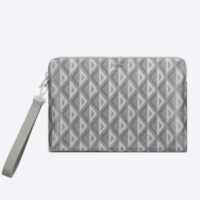 Dior Unisex CD Pouch Gray CD Diamond Canvas DIOR Signature (7)