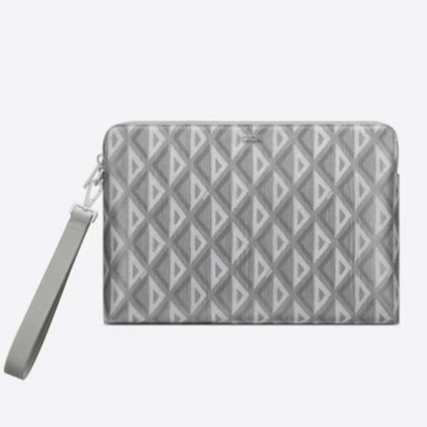 Dior Unisex CD Pouch Gray CD Diamond Canvas DIOR Signature (7)