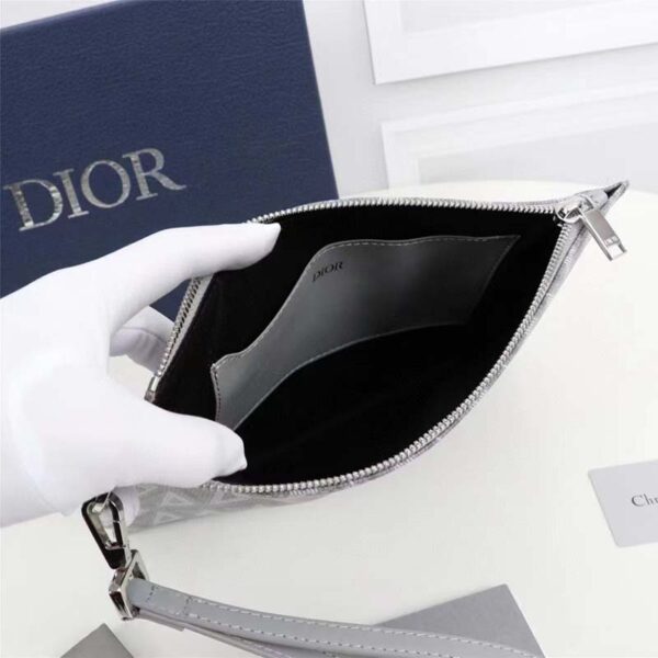 Dior Unisex CD Pouch Gray CD Diamond Canvas DIOR Signature (9)