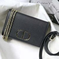 Dior Women 30 Montaigne 2-in-1 Pouch Stone Grained Calfskin-black (1)