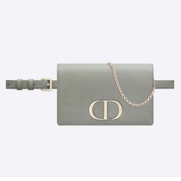 Dior Women 30 Montaigne 2-in-1 Pouch Stone Grained Calfskin-silver (1)