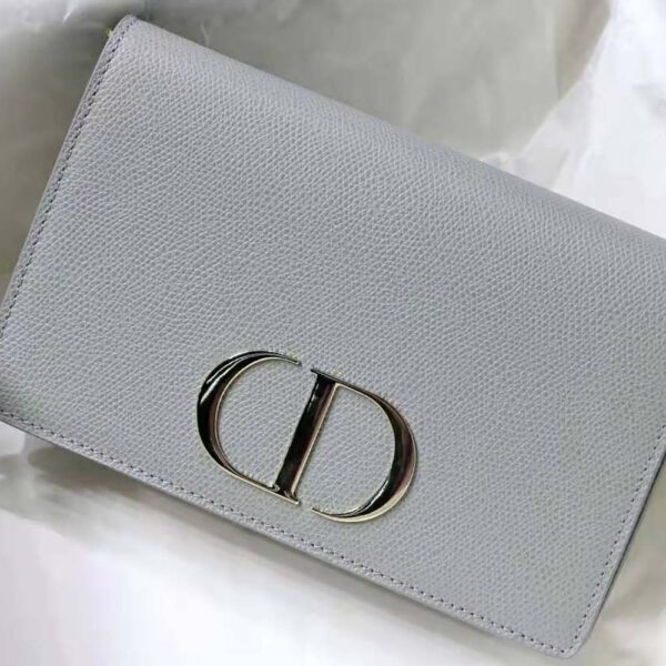 Dior Women 30 Montaigne 2-in-1 Pouch Stone Grained Calfskin-silver (3)