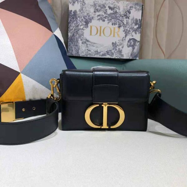 Dior Women 30 Montaigne Box Bag Black Box Calfskin (2)