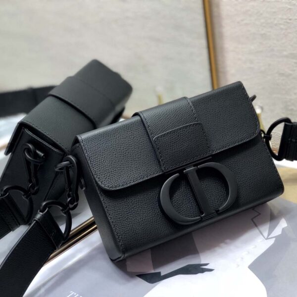 Dior Women 30 Montaigne Box Bag Black Ultramatte Grained Calfskin (2)