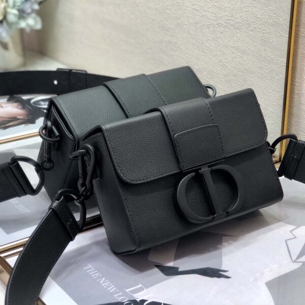Dior Women 30 Montaigne Box Bag Black Ultramatte Grained Calfskin (3)