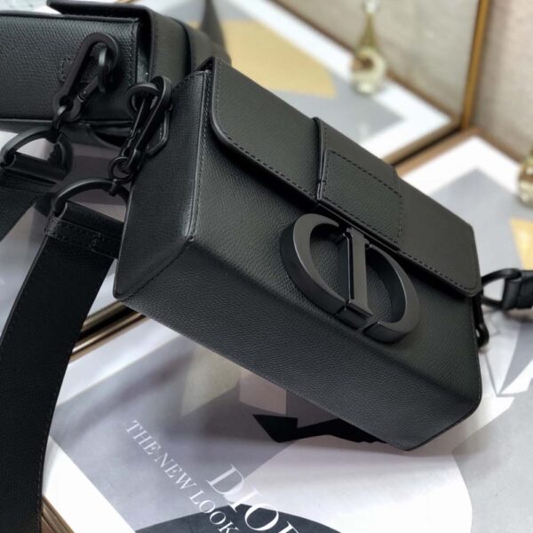 Dior Women 30 Montaigne Box Bag Black Ultramatte Grained Calfskin (4)