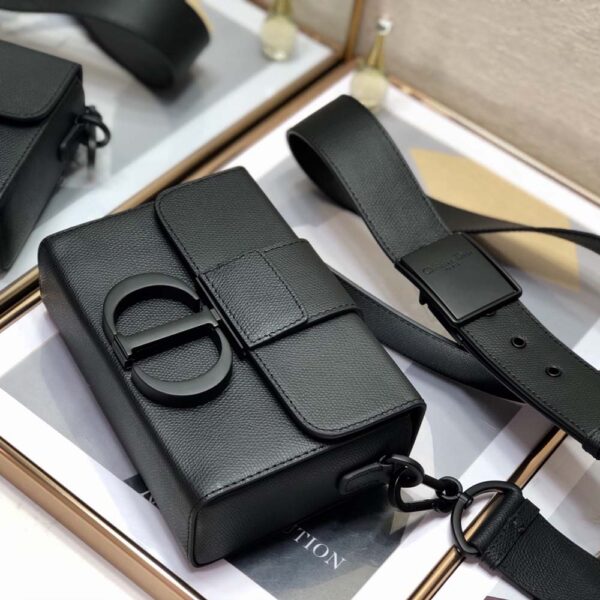 Dior Women 30 Montaigne Box Bag Black Ultramatte Grained Calfskin (5)