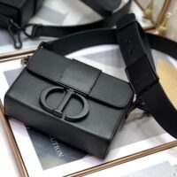 Dior Women 30 Montaigne Box Bag Black Ultramatte Grained Calfskin (1)