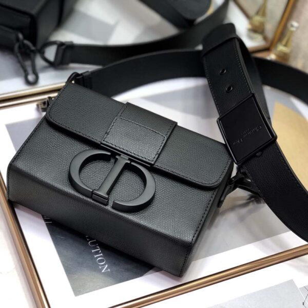 Dior Women 30 Montaigne Box Bag Black Ultramatte Grained Calfskin (6)
