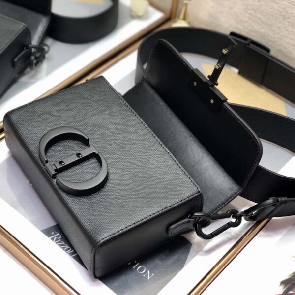 Dior Women 30 Montaigne Box Bag Black Ultramatte Grained Calfskin (7)