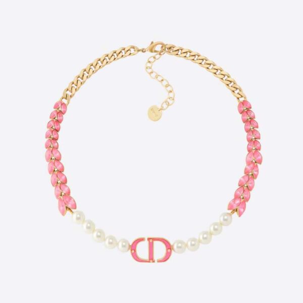 Dior Women 30 Montaigne Necklace Gold-Finish Metal with White Resin Pearls (1)