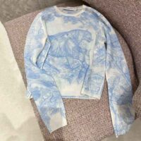 Dior Women Chez Moi Embroidered Sweater Cornflower Blue Technical Cashmere Knit (1)