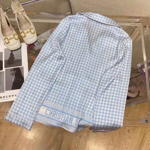 Dior Women Chez Moi Short-Sleeved Shirt Cornflower Blue Silk Twill (6)