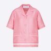 Dior Women Chez Moi Short-Sleeved Shirt Peony Pink Silk Twill with Micro Houndstooth Motif