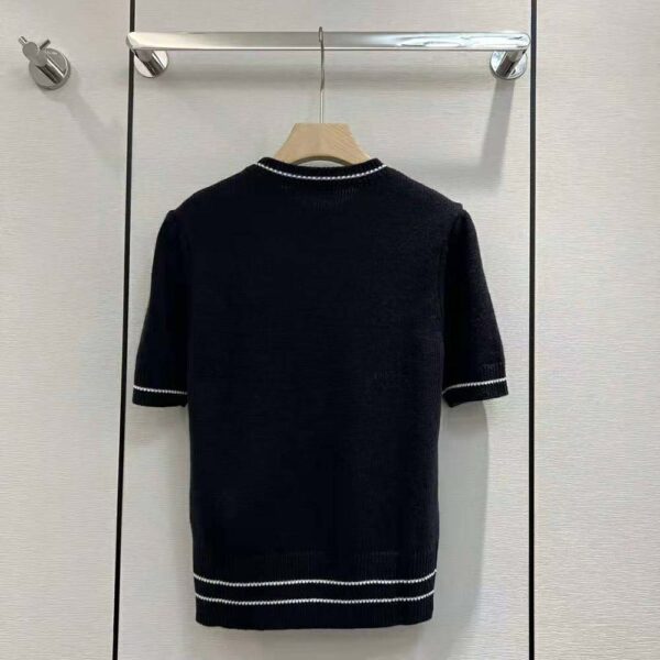 Dior Women Christian Dior Short-Sleeved Sweater Navy Blue Cashmere and Wool Knit (3)