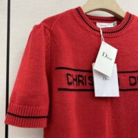 Dior Women Christian Dior Short-Sleeved Sweater Red Cashmere and Wool Knit (1)