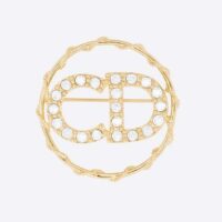 Dior Women Clair D Lune Brooch Gold-Finish Metal and White Crystals (1)