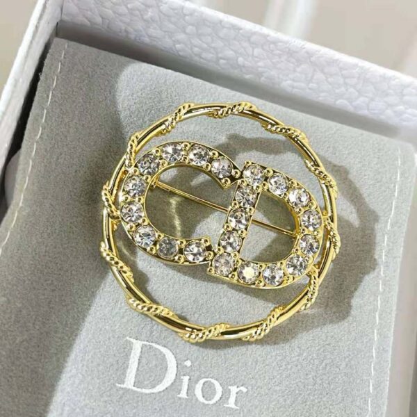 Dior Women Clair D Lune Brooch Gold-Finish Metal and White Crystals (5)