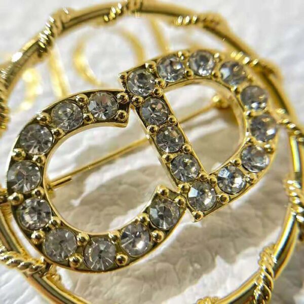 Dior Women Clair D Lune Brooch Gold-Finish Metal and White Crystals (8)