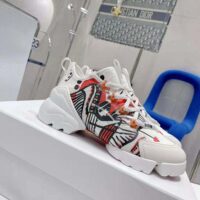 Dior Women D-Connect Sneaker White Technical Fabric with Red and Black Cupidon Print (1)